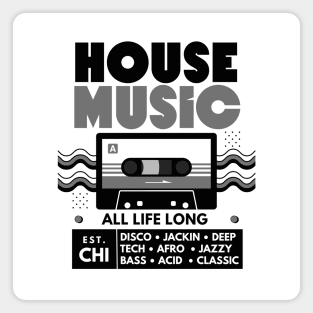 HOUSE MUSIC  - Cassette  (Grey/Black) Magnet